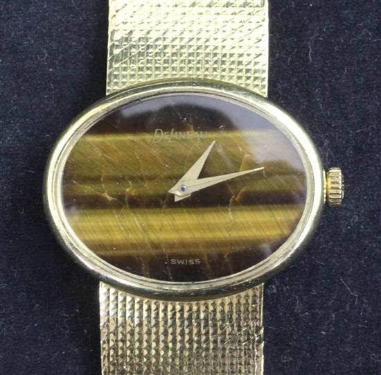 A ladys 1960s DeLaneau 18ct gold manual wind dress wrist watch,